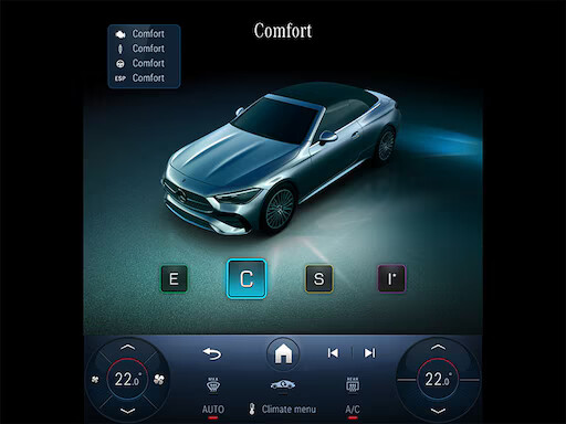 مع برامج القيادة الخمسة AMG ديناميك سلكت، سيكون لديك مهندس سباقات خاص بك. يمكنك تعزيز الطابع الرياضي لسيارتك، حسب الظروف أو مزاجك. يُغيّر AMG ديناميك سلكت تجربة قيادتك كما يحلو لك، مُقدّمًا نطاقًا واسعًا بين `الانزلاق` و`الرياضي+`.