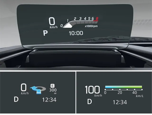 The Baleno is equipped with the combiner type head-up display. It projects an array of information such as speed, intersection navigation and instant fuel economy enabling you to stay focused on the road by reducing eye movements.