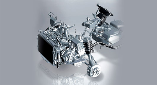 The Engine Is Mounted Transversely On The Frame And Provides The Power To The Front Wheel Drive.