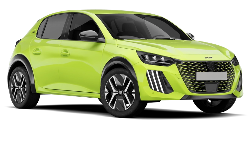 With its low figure, sensual curves and long bonnet, the PEUGEOT 208`s strong personality is evident from the very first glimpse. Its assertive character is expressed through the bright body colors, and further underlined by the Black Diamond* roof, gloss black wheel arches and gloss window surround** and diamond cut alloy wheels with inserts**.