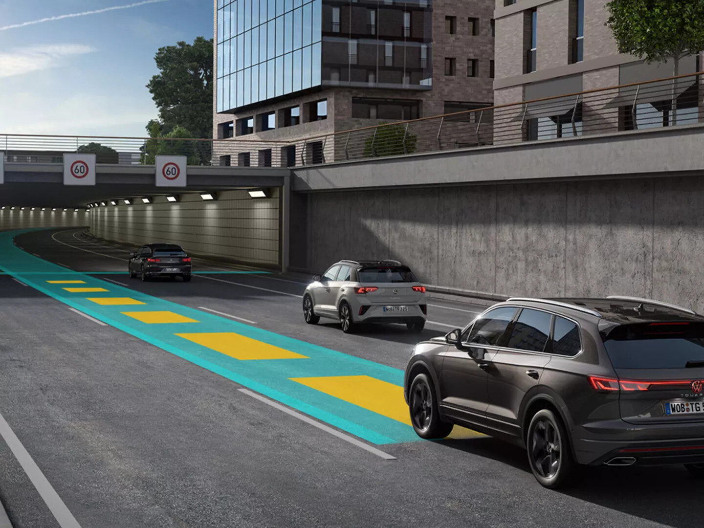 The optional Travel Assist function provides you with extremely useful driving assistance on board. It can keep you in your lane, maintain a minimum distance to the vehicle in front and the maximum speed you have set.