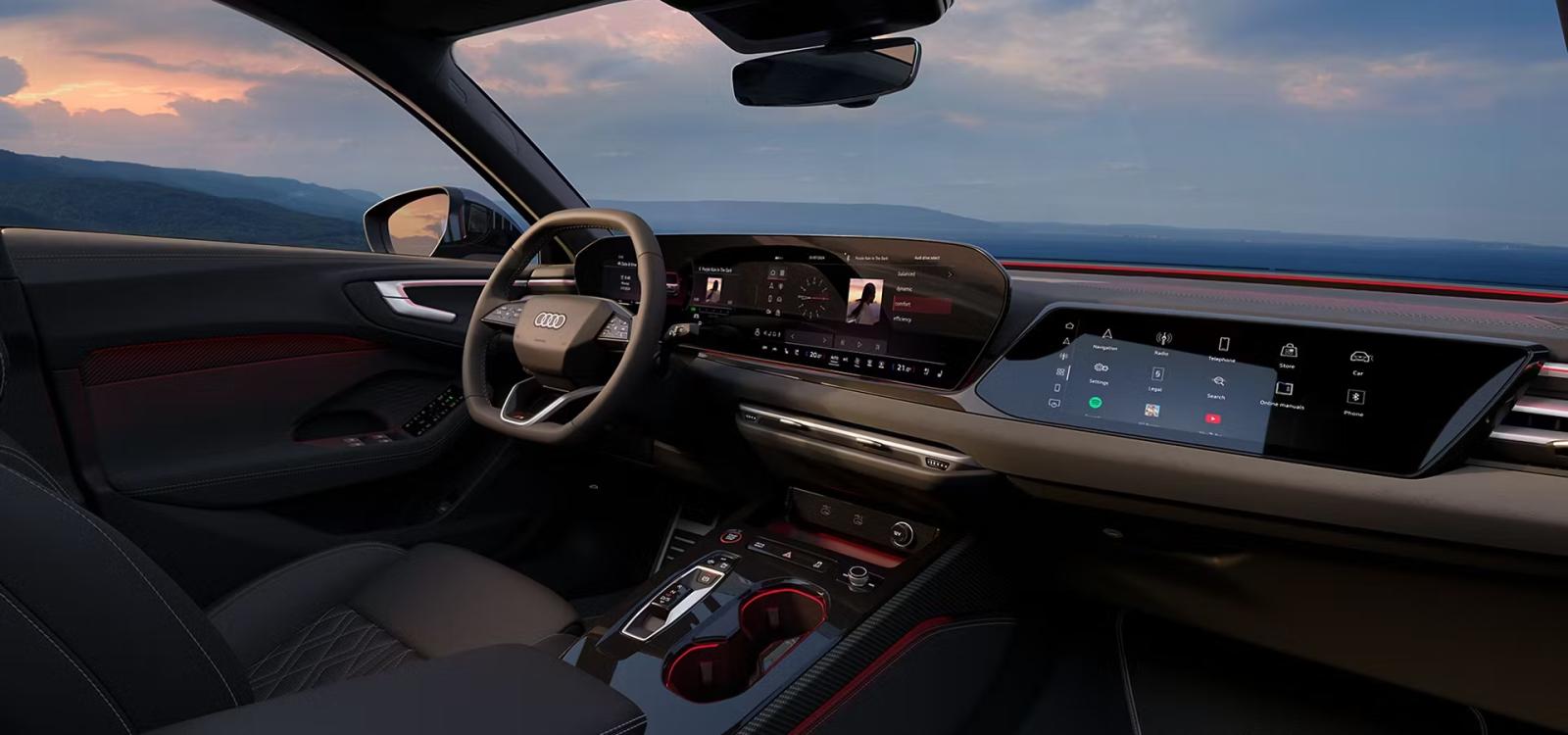 Intelligent Light Design : 
Featuring a wide range of colors, the dynamic light strip beneath the windshield - part of the ambient lighting package pro - not only provides information and assistance to the driver in various situations but also enhances the interior with a striking style .