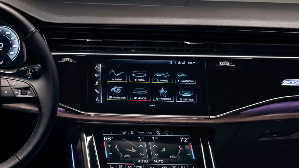 MMI touch response offers intuitive technology that’s as easy to use as your smartphone—placing you in command via a driver-centric, interactive display with haptic feedback. A secondary touchscreen manages climate controls and features handwriting recognition.