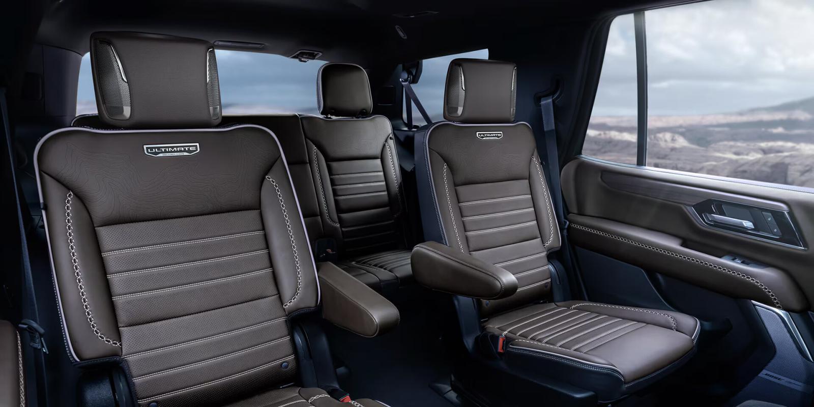 Along with Ultimate badging, AT4 Ultimate features Obsidian Rush full-grain leather seating surfaces and Denali Ultimate features Woodland Mahogany full-grain leather seating surfaces.