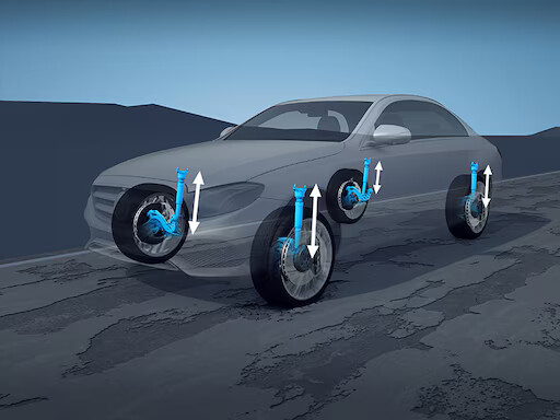 The optionally available AIRMATIC air suspension ensures outstanding rolling comfort even on difficult surfaces. The adaptive damping system is adjusted separately for each wheel, and forms the basis for relaxed and comfortable travel.
