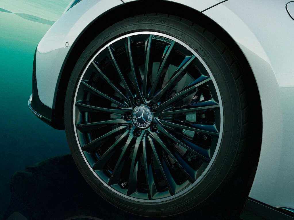 Light-alloy wheels up to 21-inch are available for the EQE Saloon from Mercedes-EQ.
