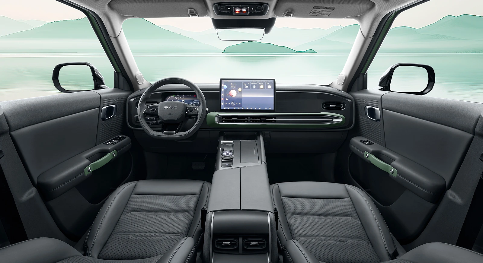 10.25-inch LCD instrument panel is easy to read. 14.6-inch suspended infotainment screen has good UI design with simple operation. The large-area soft material of the instrument panel is matched with a contrasting color, and the handle design in front of the sub-instrument panel is hardcore and fashionable.